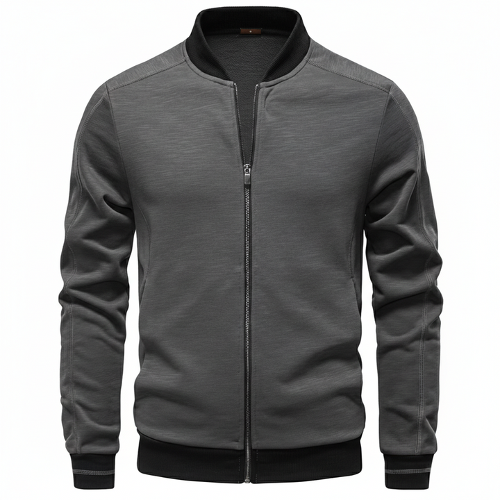 Men’s Textured Full-Zip Bomber Jacket - Heston Manor