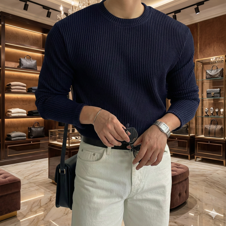 Men’s Ribbed Knit Long Sleeve Sweater