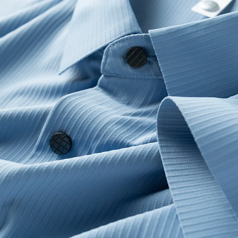 Men’s White Vertical Ribbed Long Sleeve Shirt