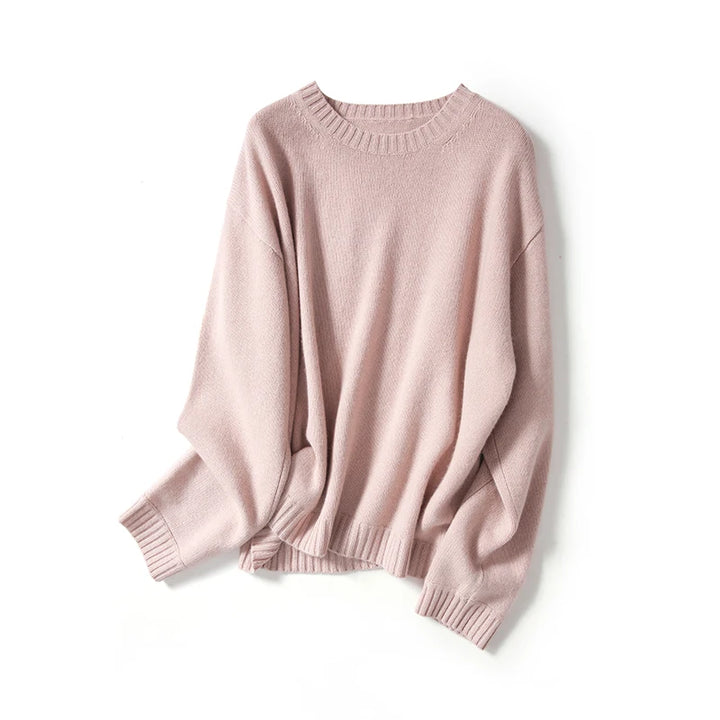 Casual Luxury 100% Cashmere Knitted Crew Neck Sweater for Women for Autumn Season. - Heston Manor