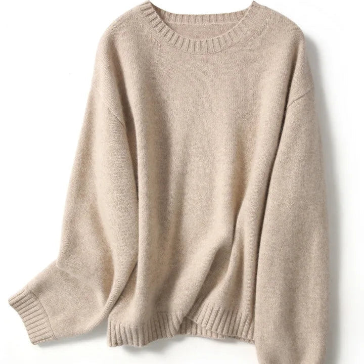 Casual Luxury 100% Cashmere Knitted Crew Neck Sweater for Women for Autumn Season. - Heston Manor