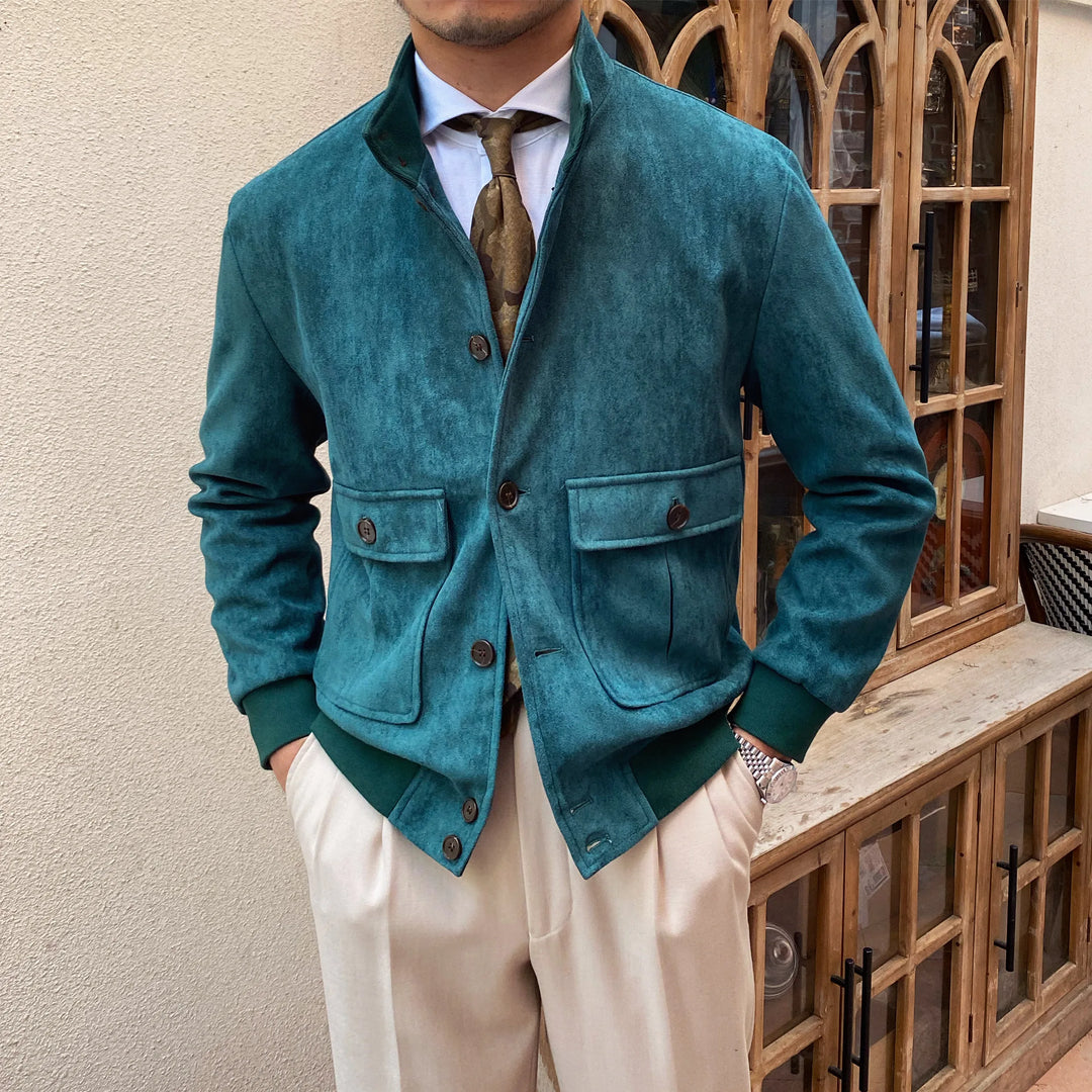 Men's Suede Button-Front Flight Jacket