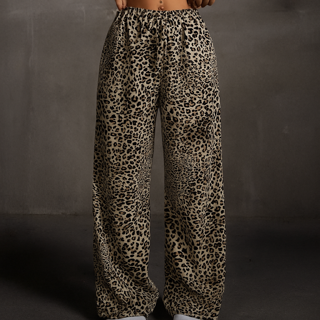 Leopard Print Wide-Leg Sweatpants