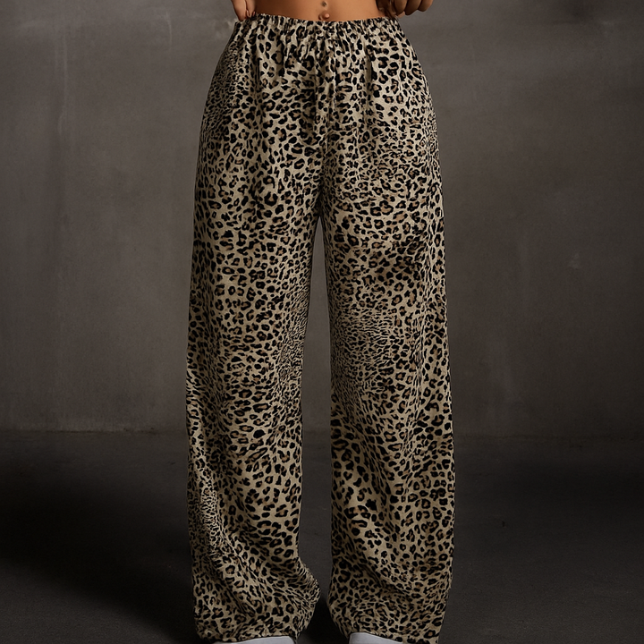 Leopard Print Wide-Leg Sweatpants