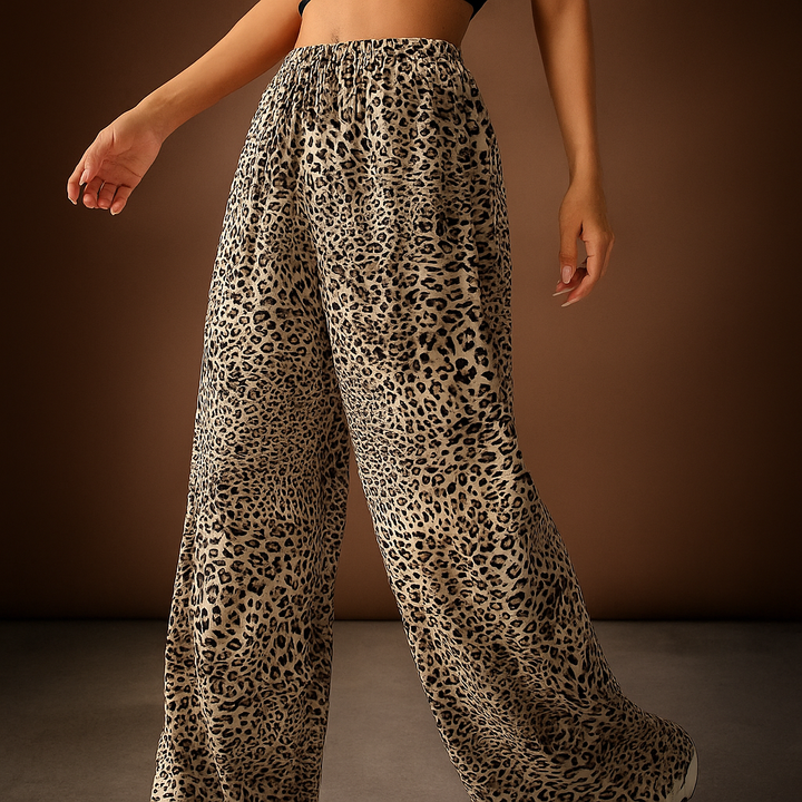 Leopard Print Wide-Leg Sweatpants