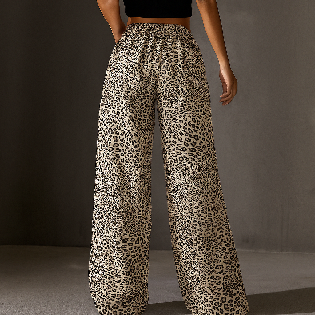 Leopard Print Wide-Leg Sweatpants