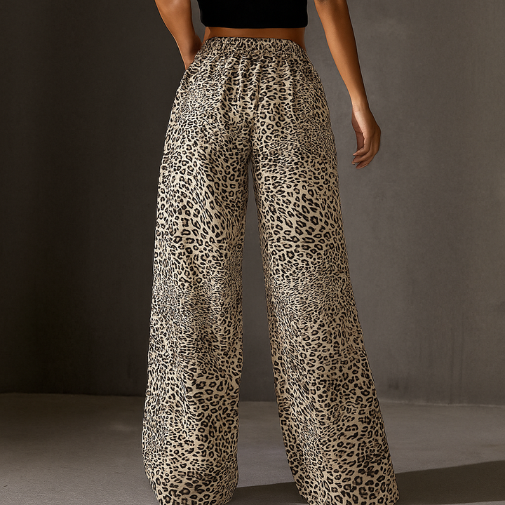 Leopard Print Wide-Leg Sweatpants