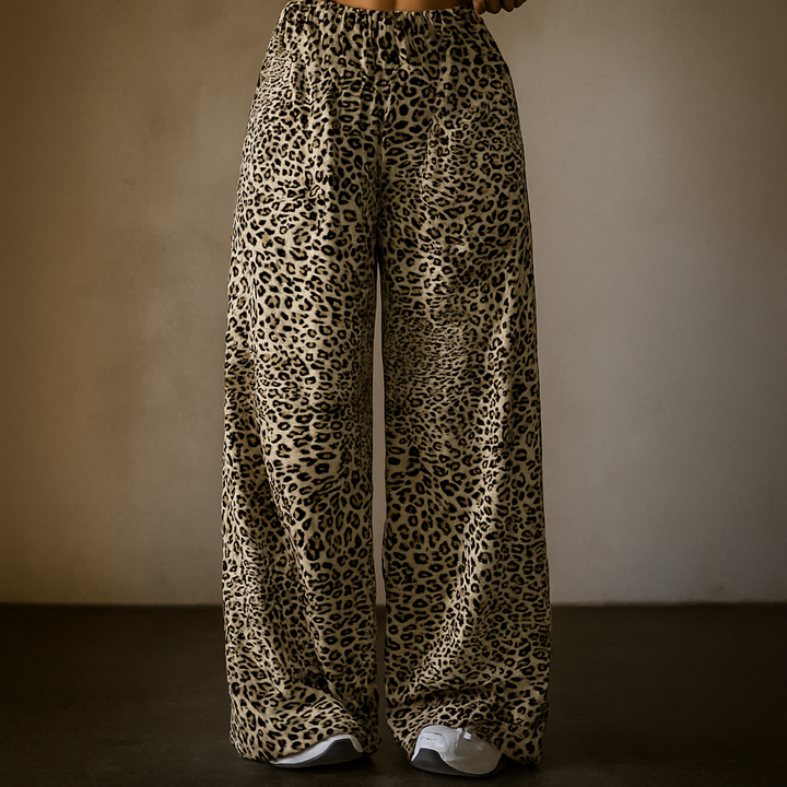 Leopard Print Wide-Leg Sweatpants