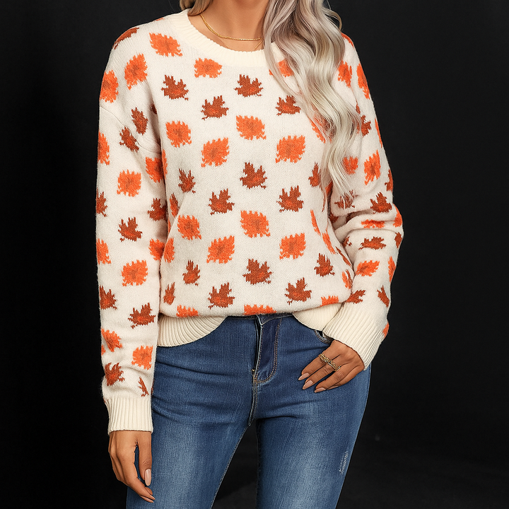 Women's Autumn Maple Leaf Pullover Sweater