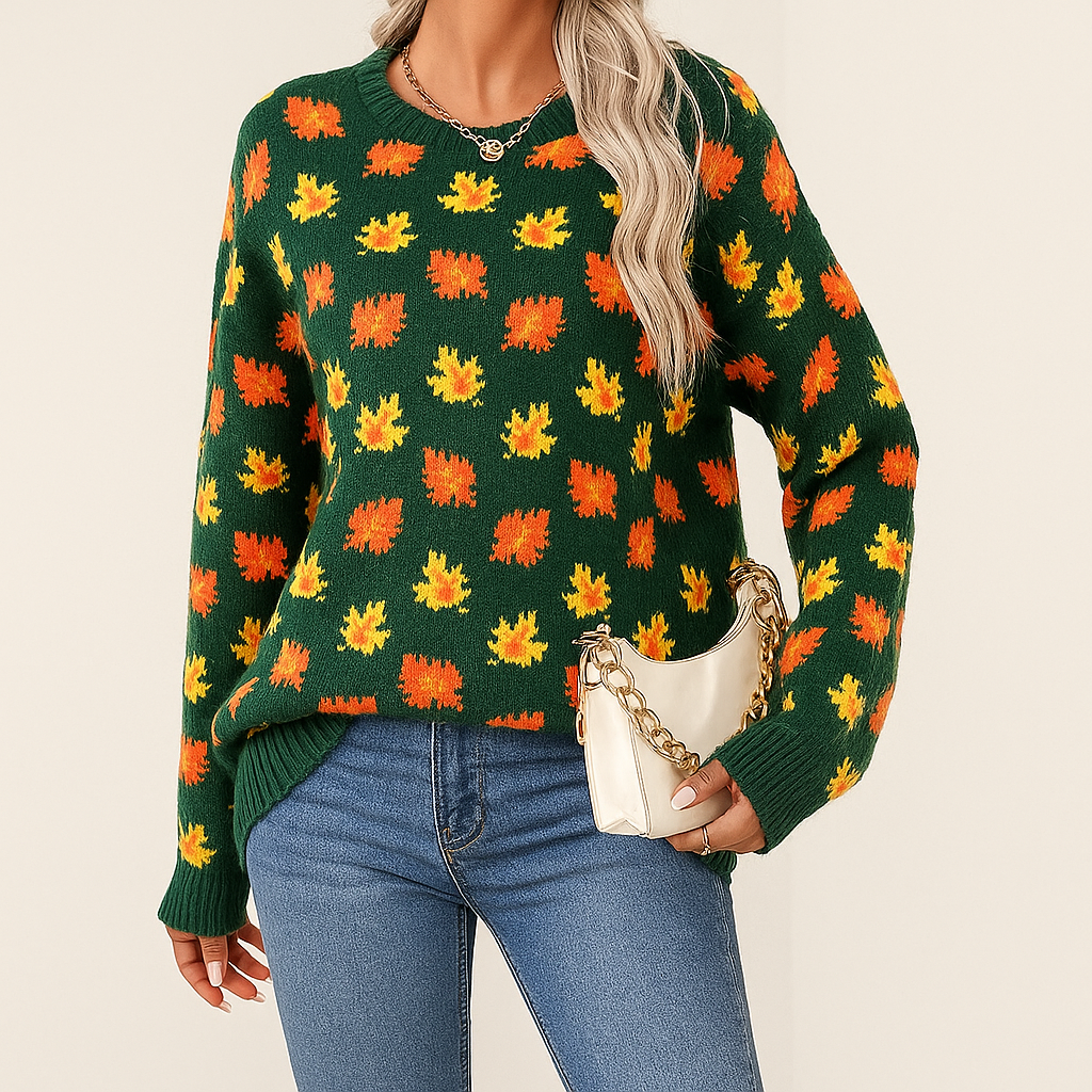 Women's Autumn Maple Leaf Pullover Sweater