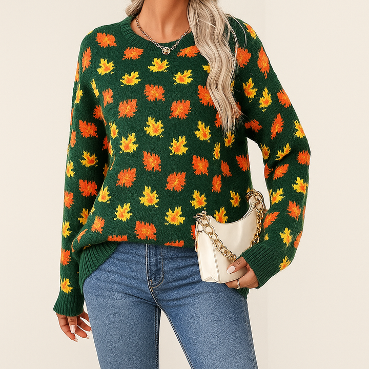 Women's Autumn Maple Leaf Pullover Sweater