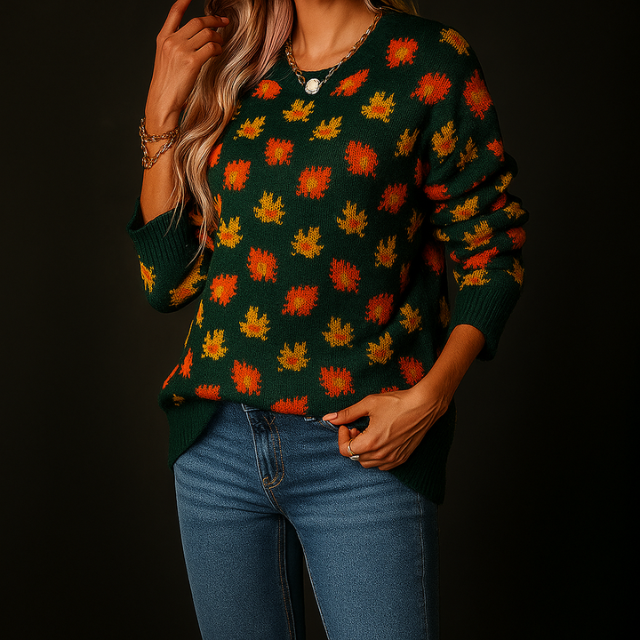 Women's Autumn Maple Leaf Pullover Sweater