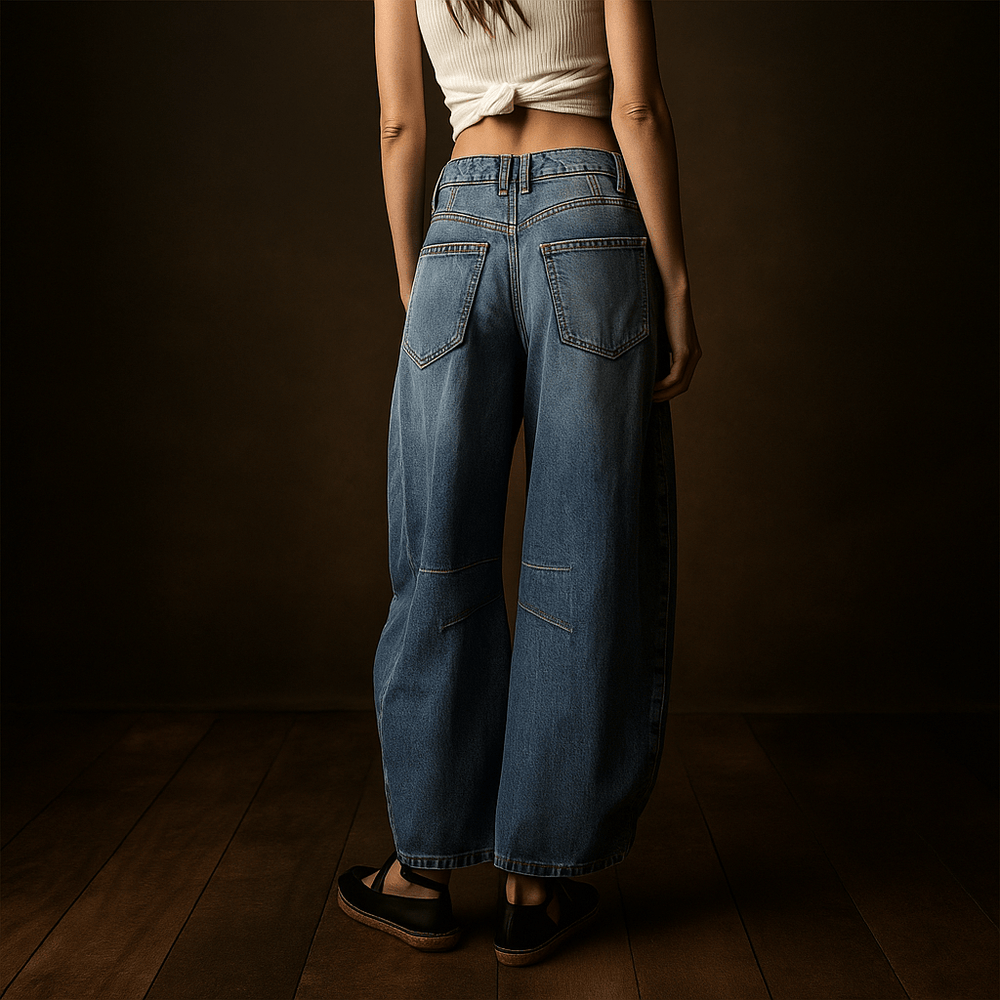 Mid-Rise Barrel Jeans - Heston Manor