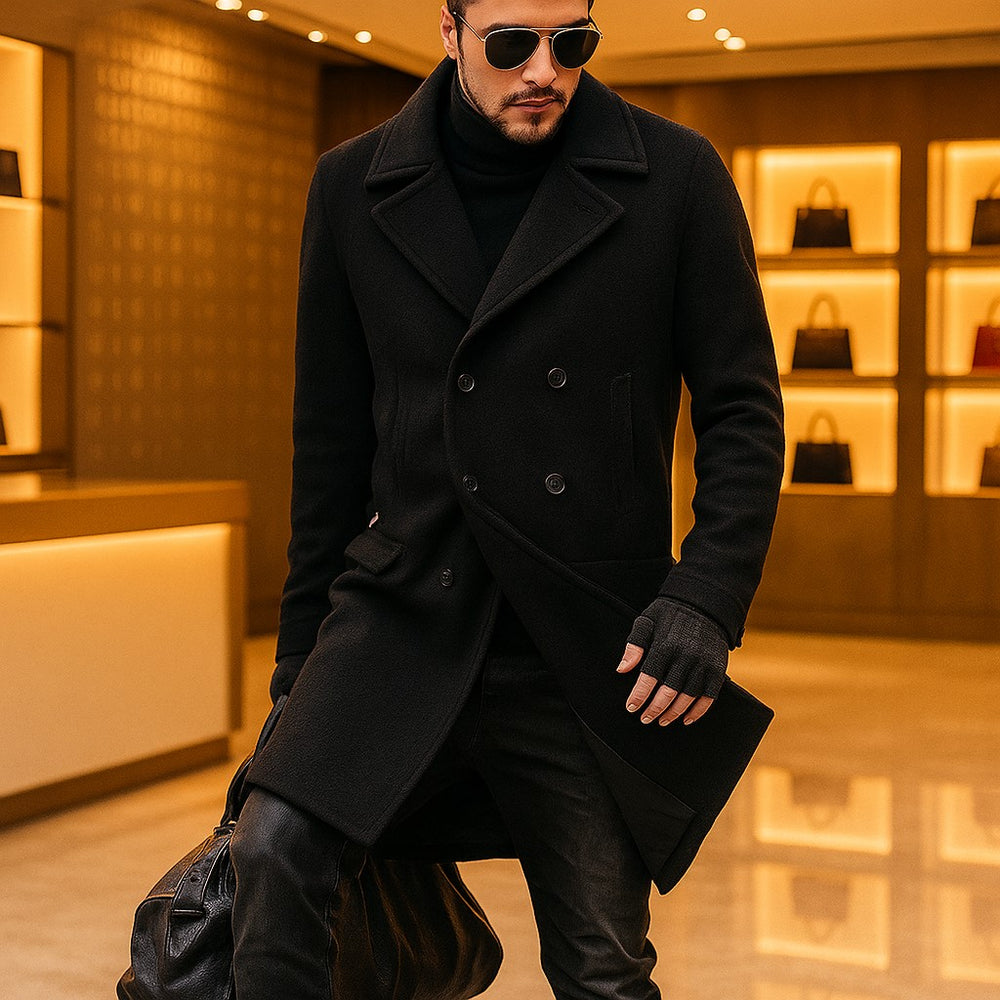 Men’s Double-Breasted Tailored Overcoat - Heston Manor