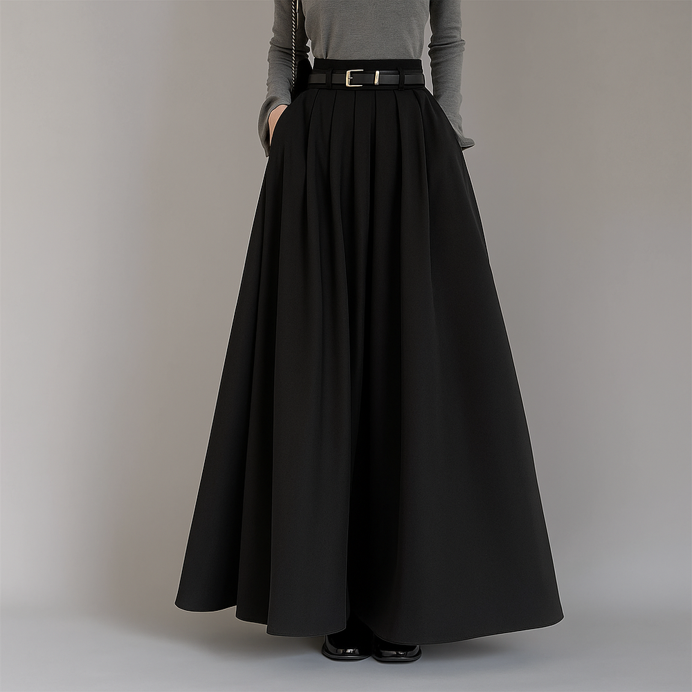 Women’s High-Waist Pleated Maxi Skirt - Heston Manor