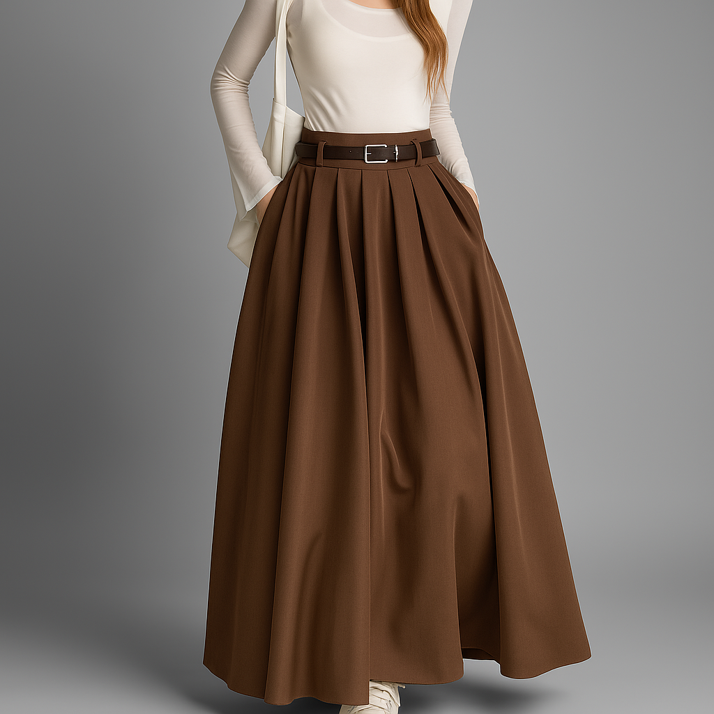 Women’s High-Waist Pleated Maxi Skirt - Heston Manor