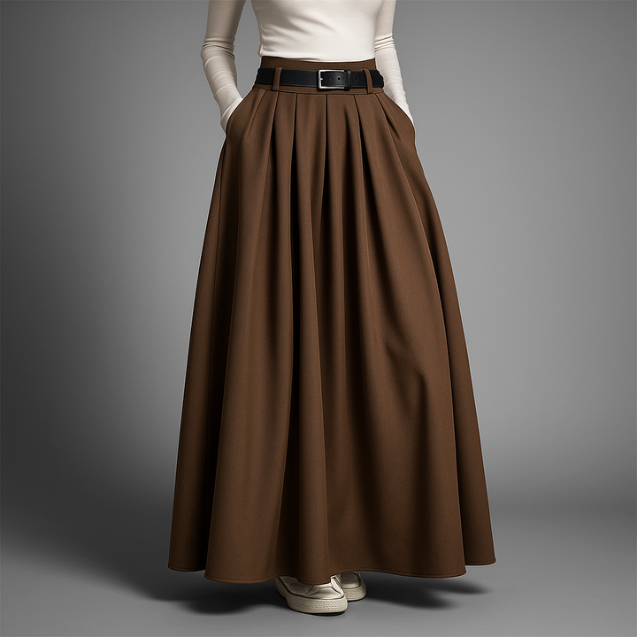 Women’s High-Waist Pleated Maxi Skirt - Heston Manor