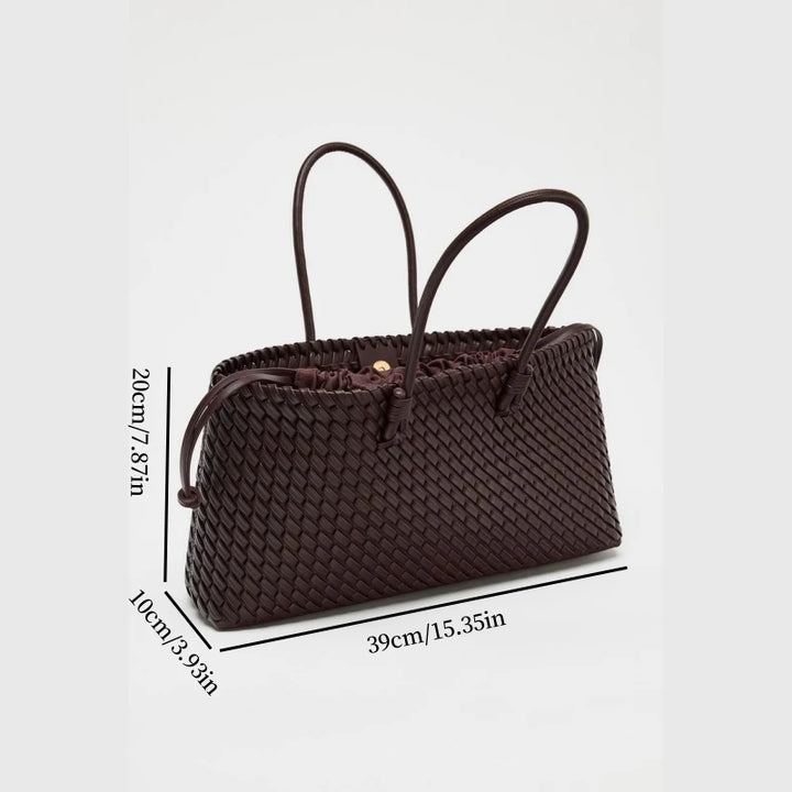 Women’s Dark Brown Woven Leather Handbag