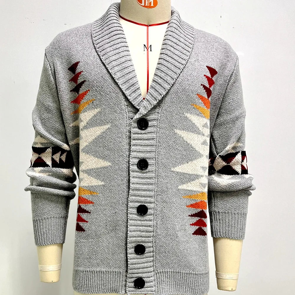 Men’s Southwestern Shawl Collar Cardigan - Heston Manor