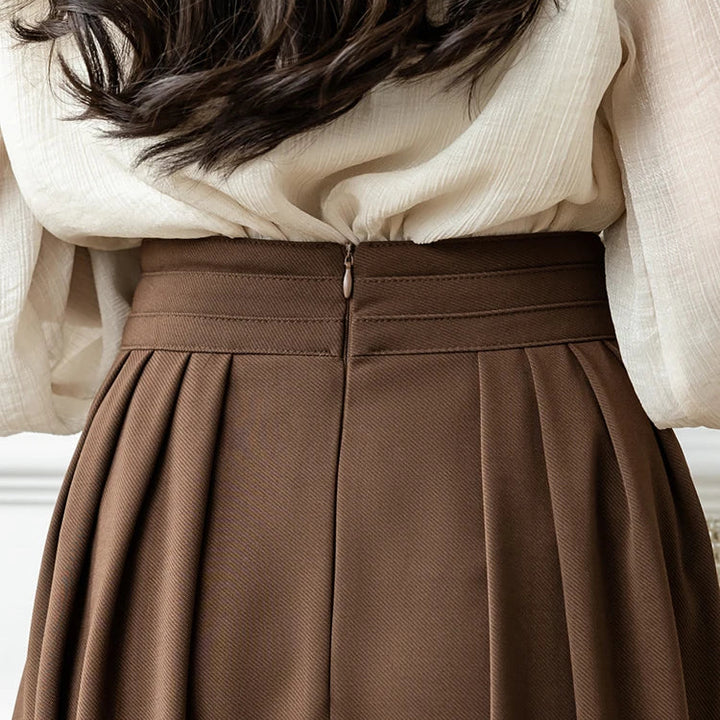 Women’s High-Waist Pleated Midi Skirt - Heston Manor