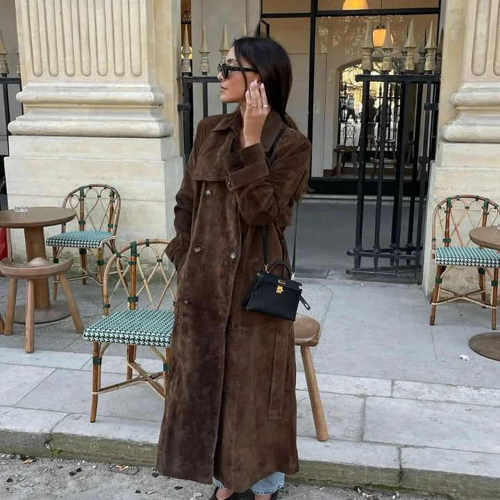 Women’s Suede-Effect Trench Coat - Heston Manor