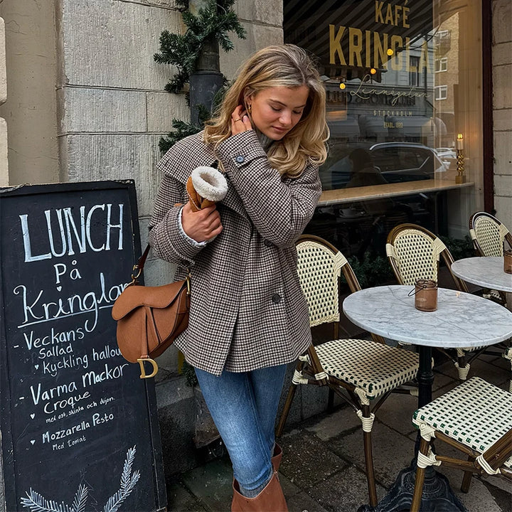 Women’s Houndstooth Belted Jacket