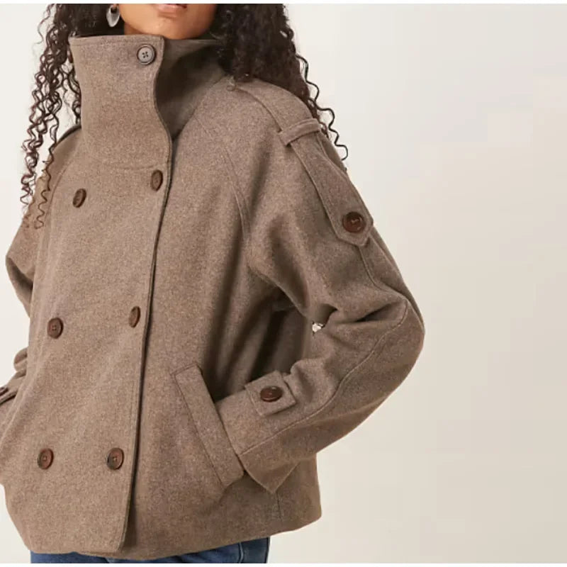 Women’s High-Neck Tailored Military Jacket