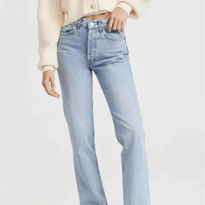 Women’s Light Wash Straight-Leg High-Rise Jeans