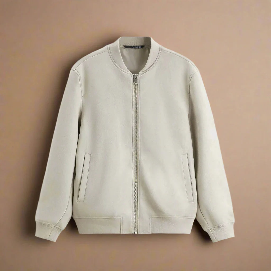Men’s Suede-Look Zip Bomber Jacket