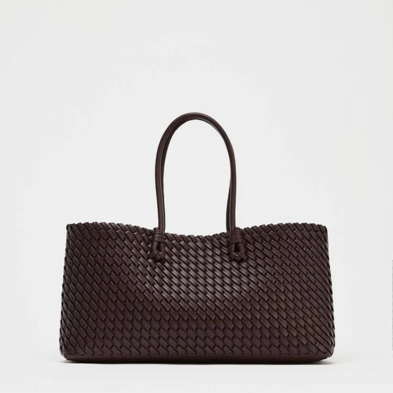 Women’s Dark Brown Woven Leather Handbag