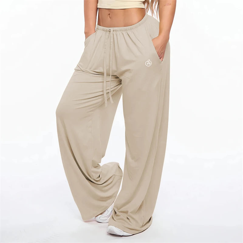 Wide Leg Drawstring Lounge Pants with Pockets