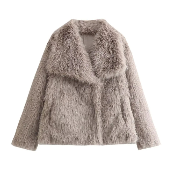 Women's Luxury Ivory Faux-Fur Coat
