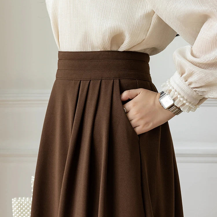 Women’s High-Waist Pleated Midi Skirt - Heston Manor