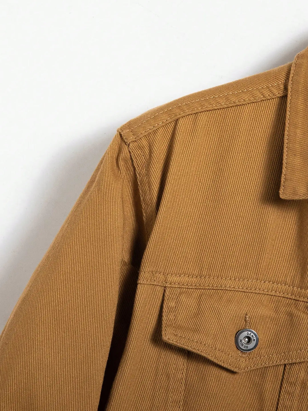 Men's Tan Denim Trucker Jacket Button-Front