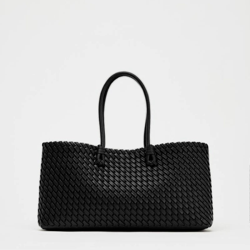 Women’s Dark Brown Woven Leather Handbag