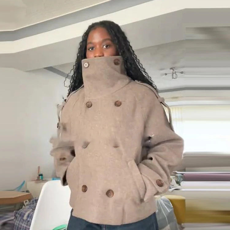 Women’s High-Neck Tailored Military Jacket