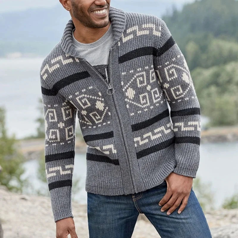 Men’s Southwestern Zip Cardigan - Heston Manor