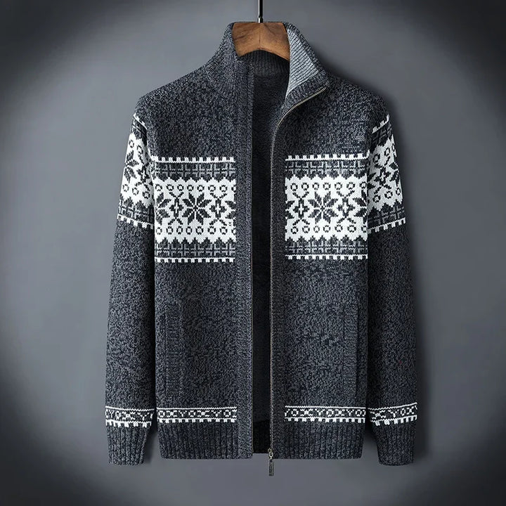 Men’s Fleece-Lined Nordic Zip Sweater - Heston Manor