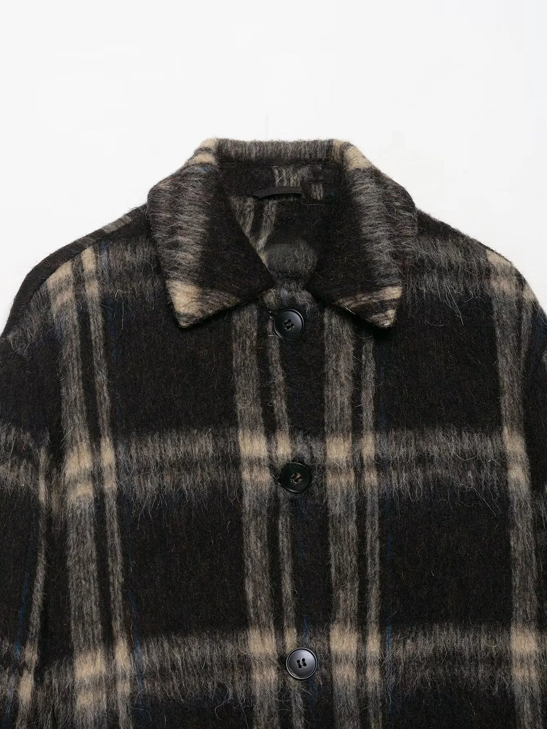 Women’s Plaid Cropped Wool Coat