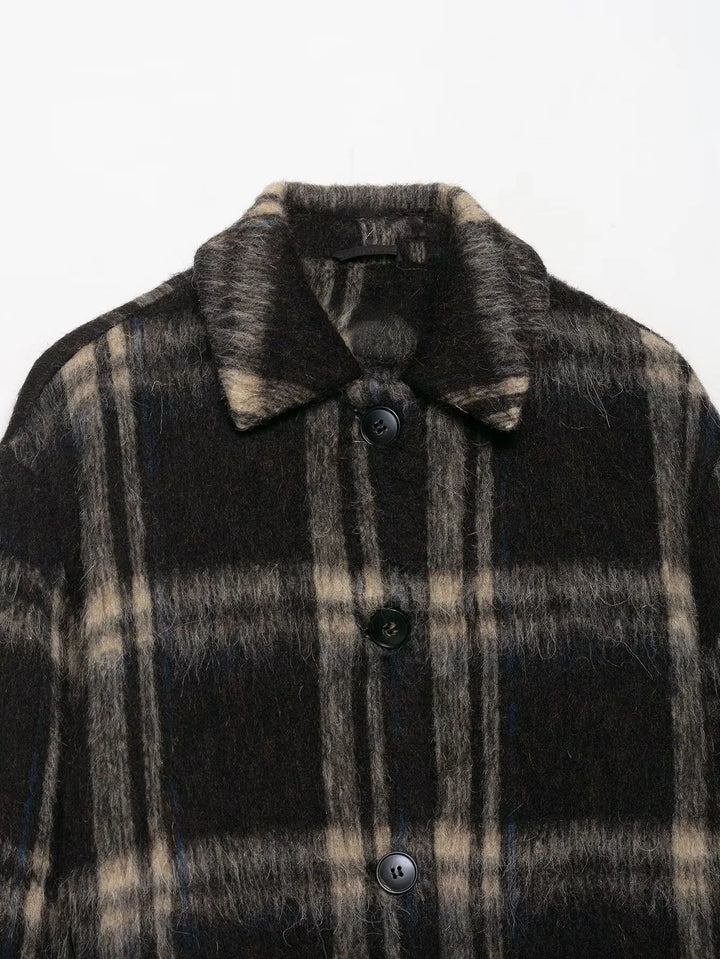 Women’s Plaid Cropped Wool Coat