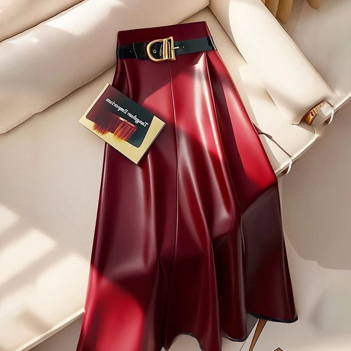 Women’s High-Waisted PU Leather Skirt