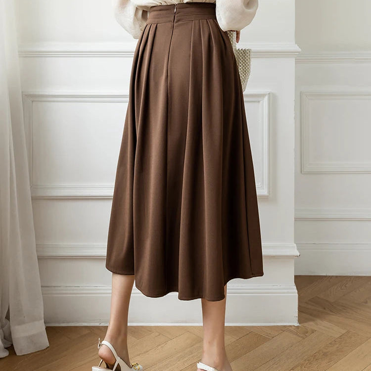 Women’s High-Waist Pleated Midi Skirt - Heston Manor