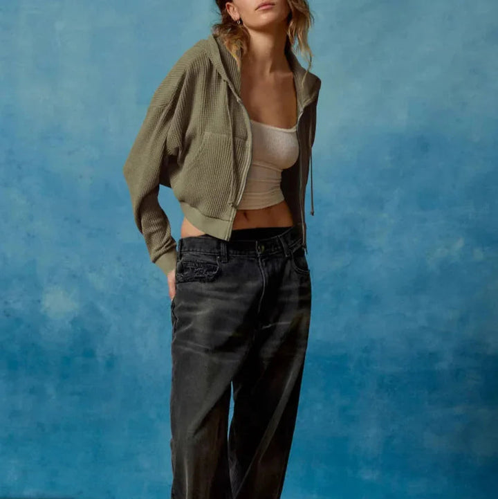 Women’s Cropped Zip Hoodie Sweater