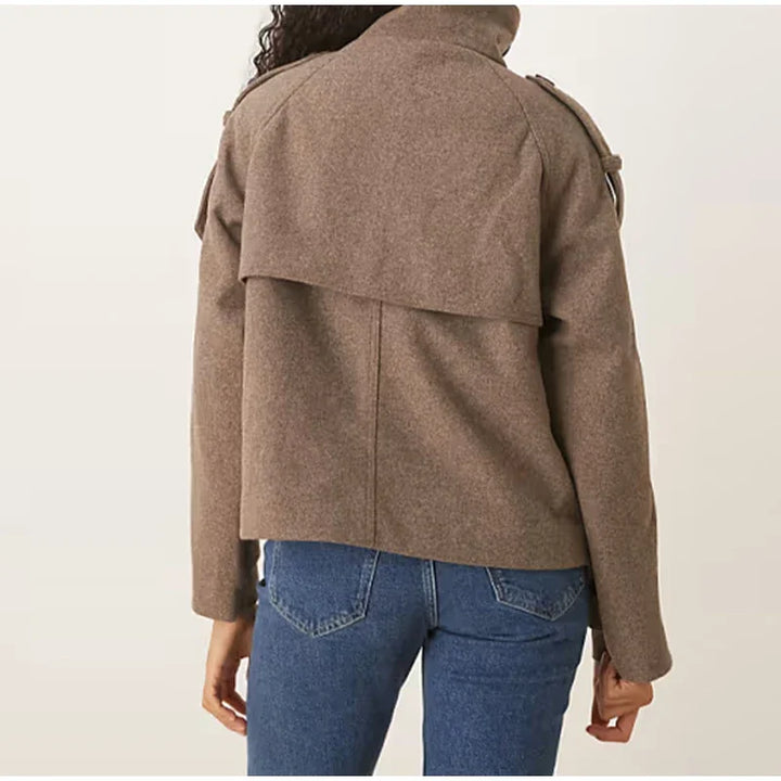 Women’s High-Neck Tailored Military Jacket