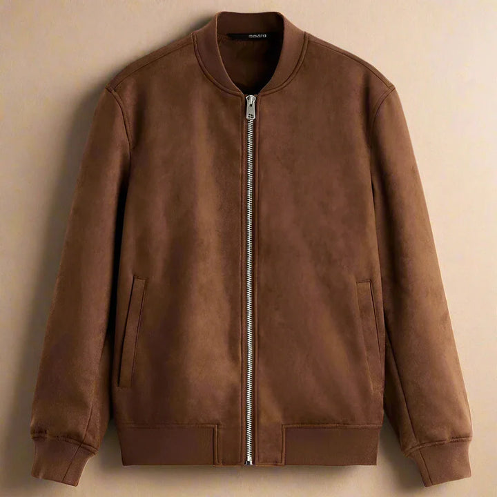 Men’s Suede-Look Zip Bomber Jacket