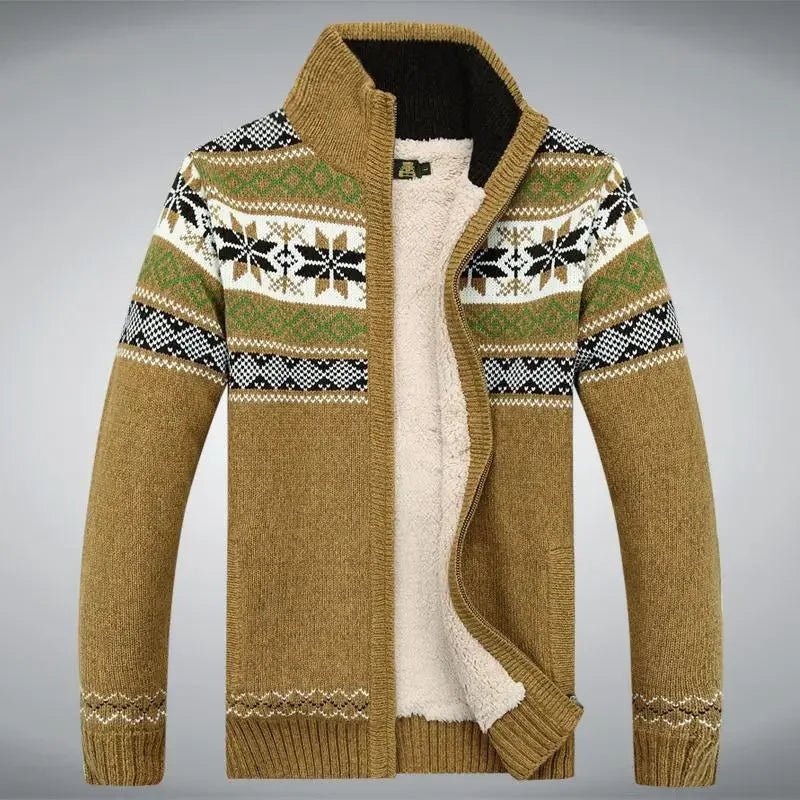 Men’s Fleece-Lined Nordic Zip Sweater - Heston Manor