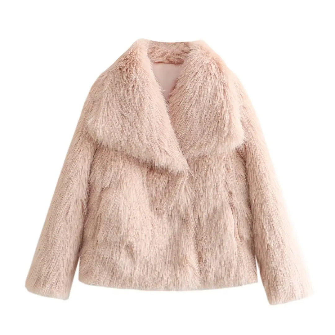 Women's Luxury Ivory Faux-Fur Coat