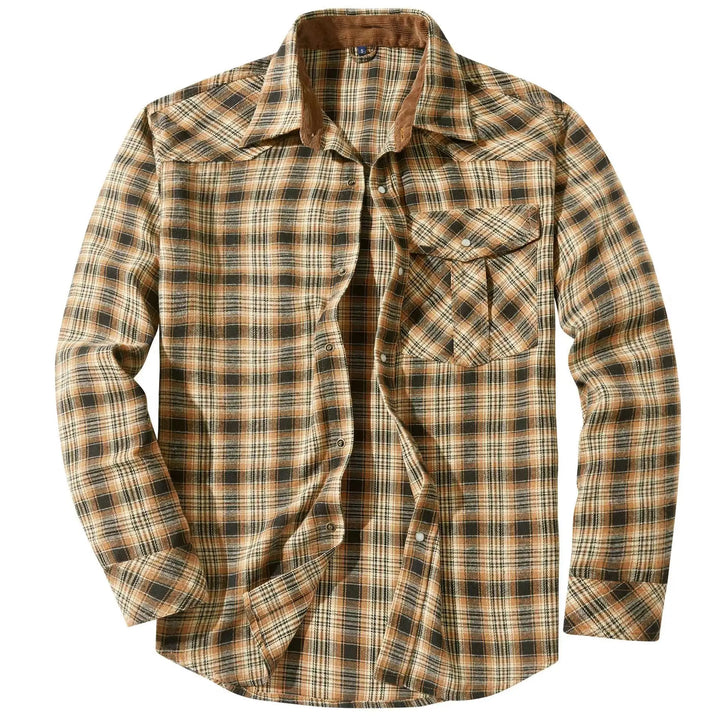 Men’s Western Red Plaid Flannel Shirt - Heston Manor