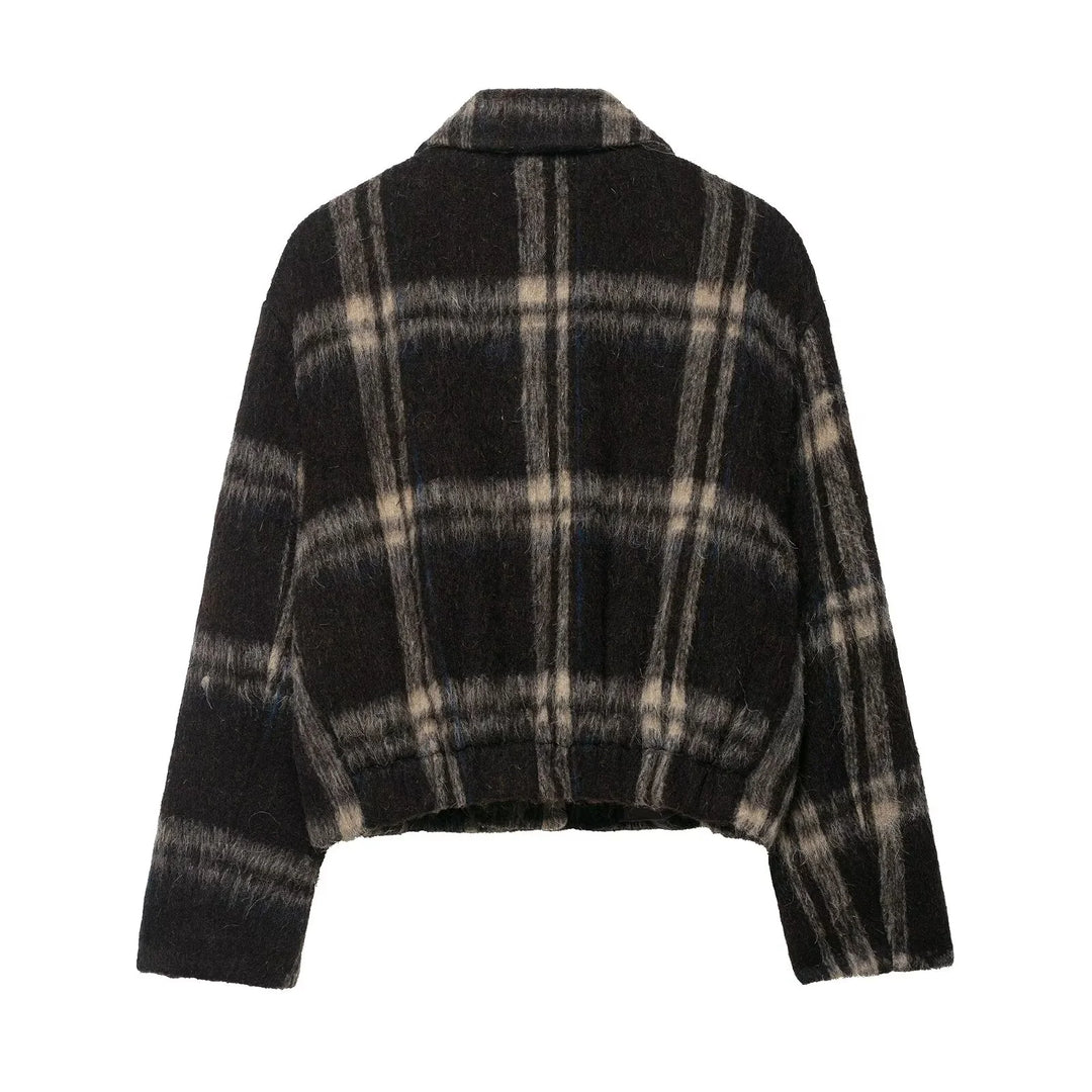 Women’s Plaid Cropped Wool Coat