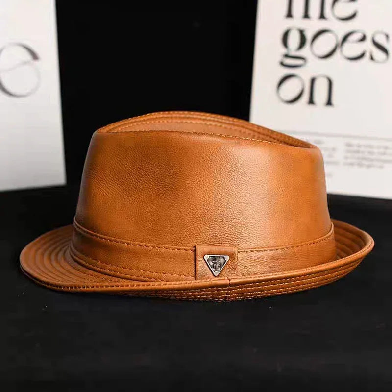 Men’s Vintage-Style Leather Fedora Hat - Heston Manor